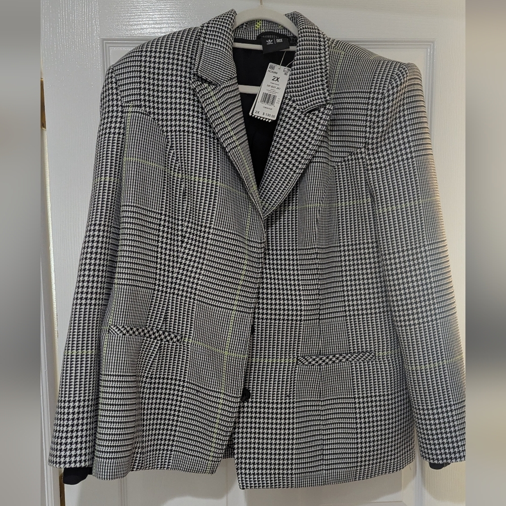ADIDAS X IVY PARK Women's Black and White Houndstooth Blazer